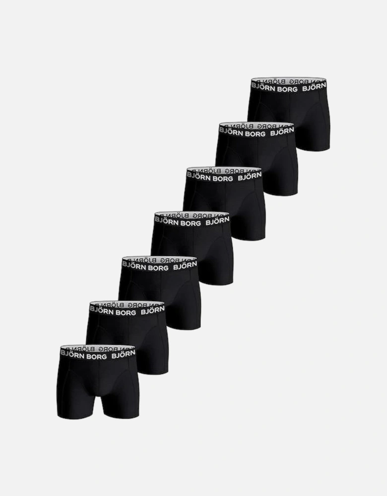 7-Pack Cotton Stretch Boxer Trunks, Black