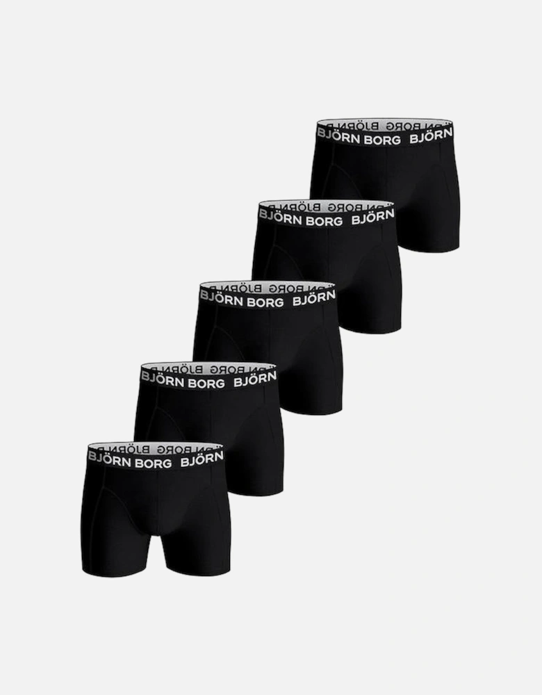 5-Pack Cotton Stretch Boxer Trunks, Black
