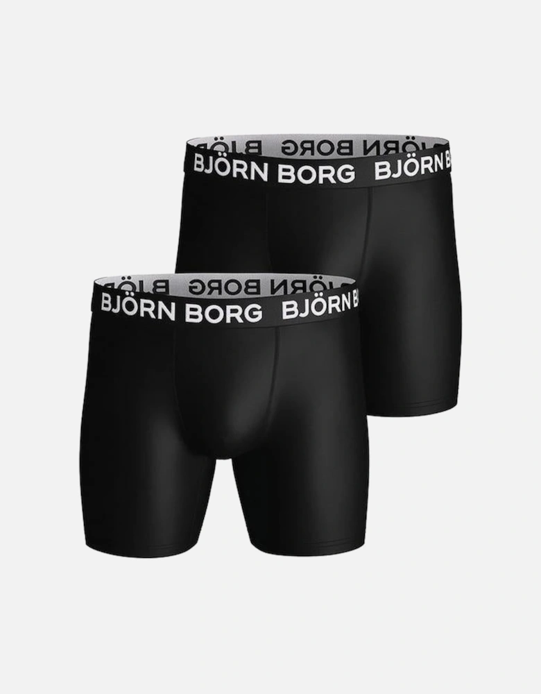 2-Pack Performance Boxer Trunks, Black