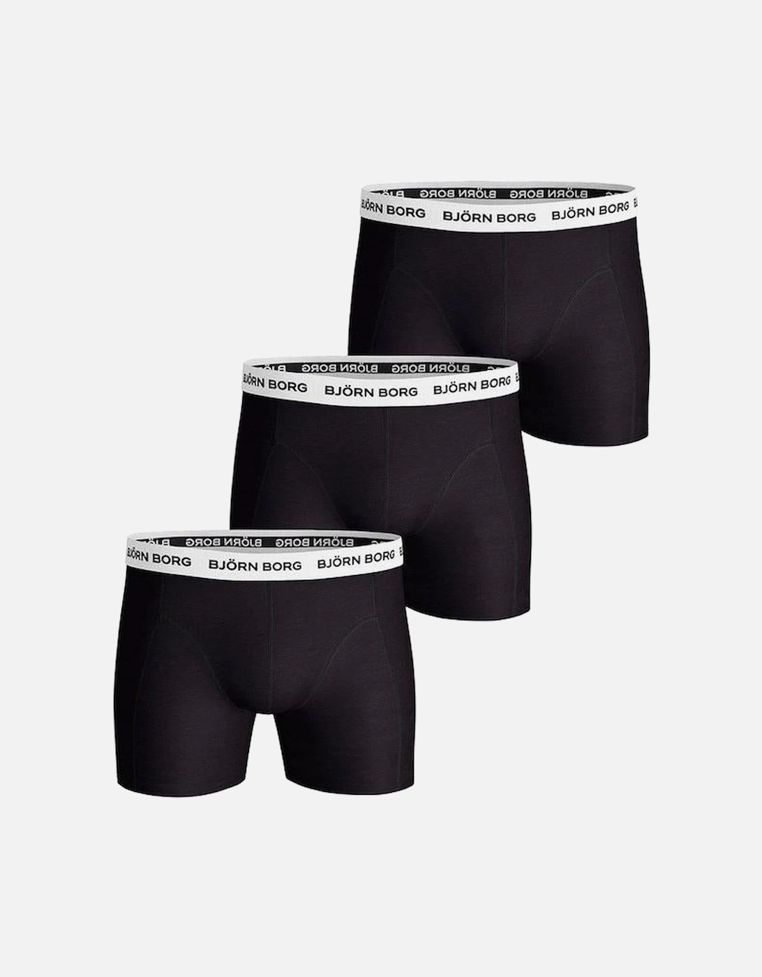 3-Pack Cotton Stretch Boxer Trunks, Black/White, 2 of 1