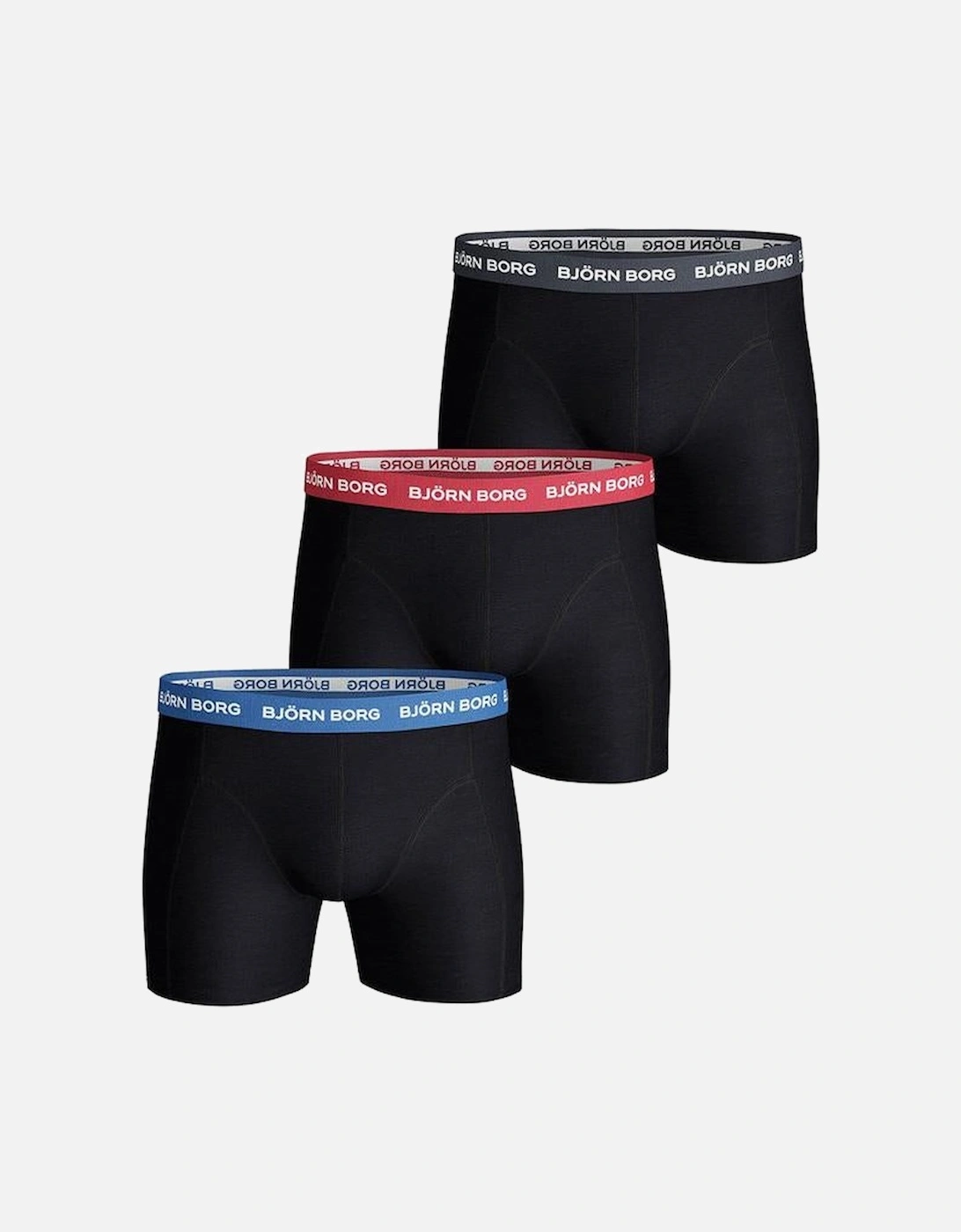 3-Pack Contrast Waistbands Boxer Trunks, Black/Multi, 2 of 1