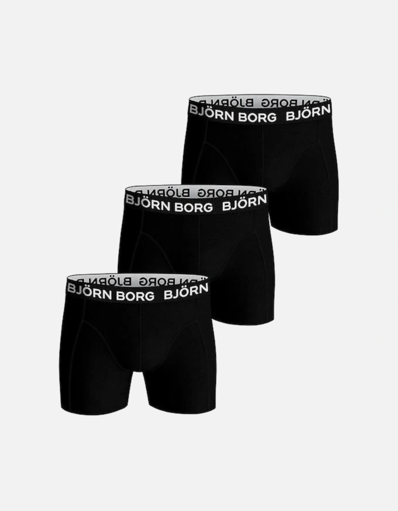 3-Pack Cotton Stretch Boxer Trunks, Black