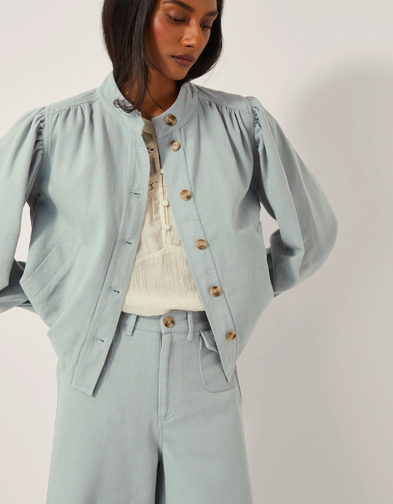 Ciara Puff Sleeve Denim Jacket Blue