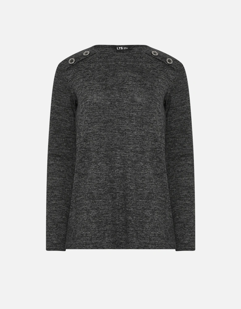 Tall Marl Button Long Sleeve Top