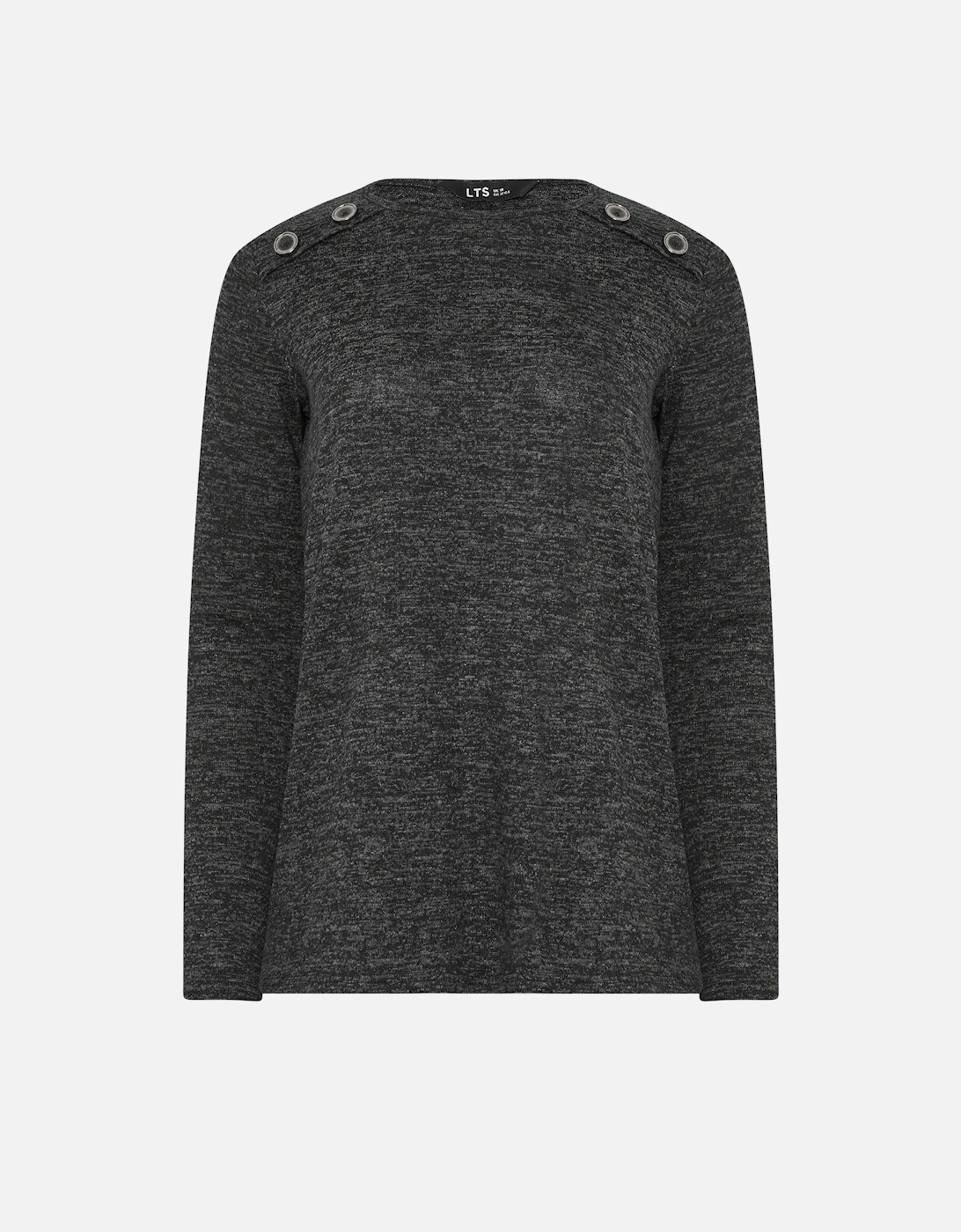 Tall Marl Button Long Sleeve Top, 2 of 1