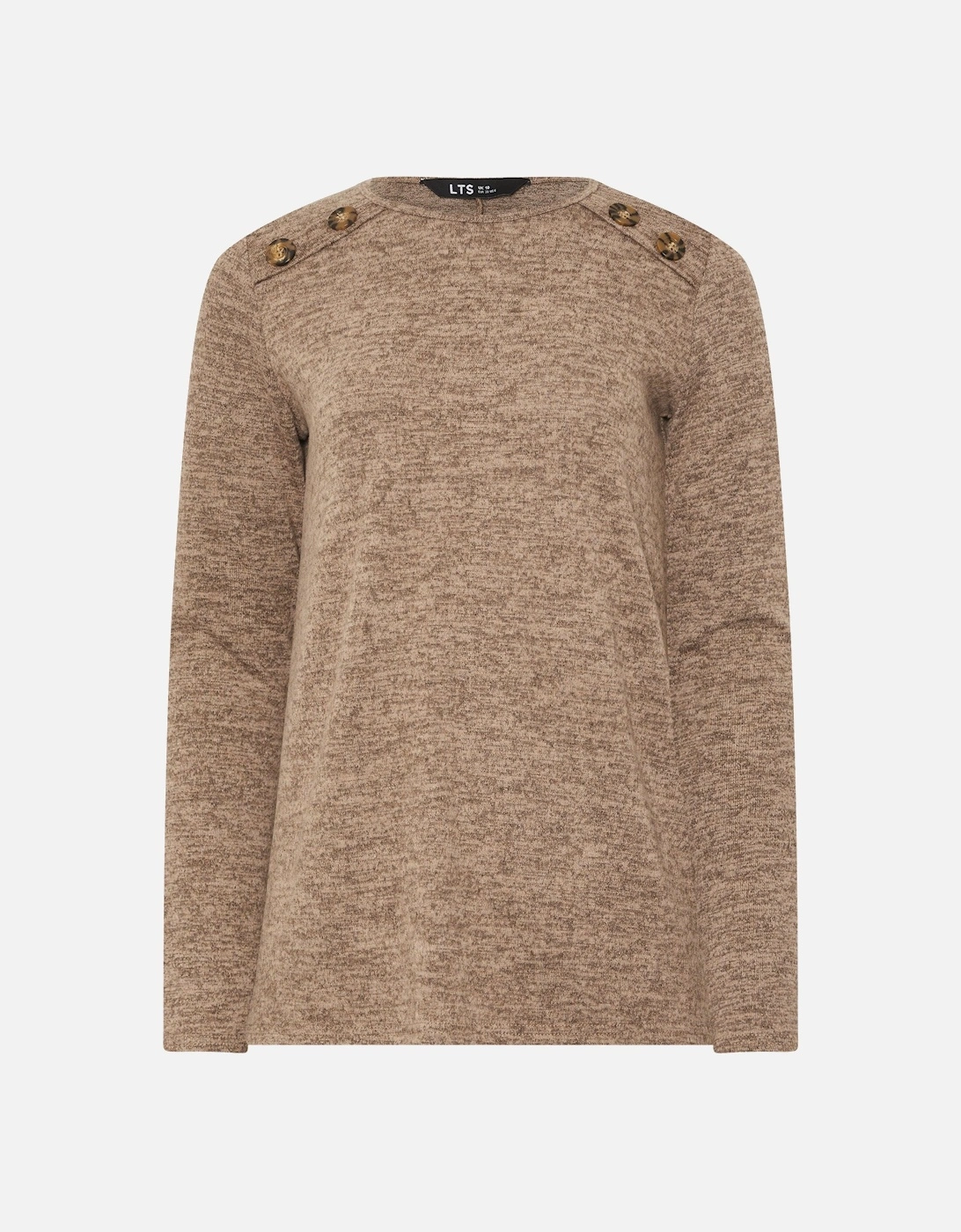 Tall Marl Button Long Sleeve Top, 2 of 1