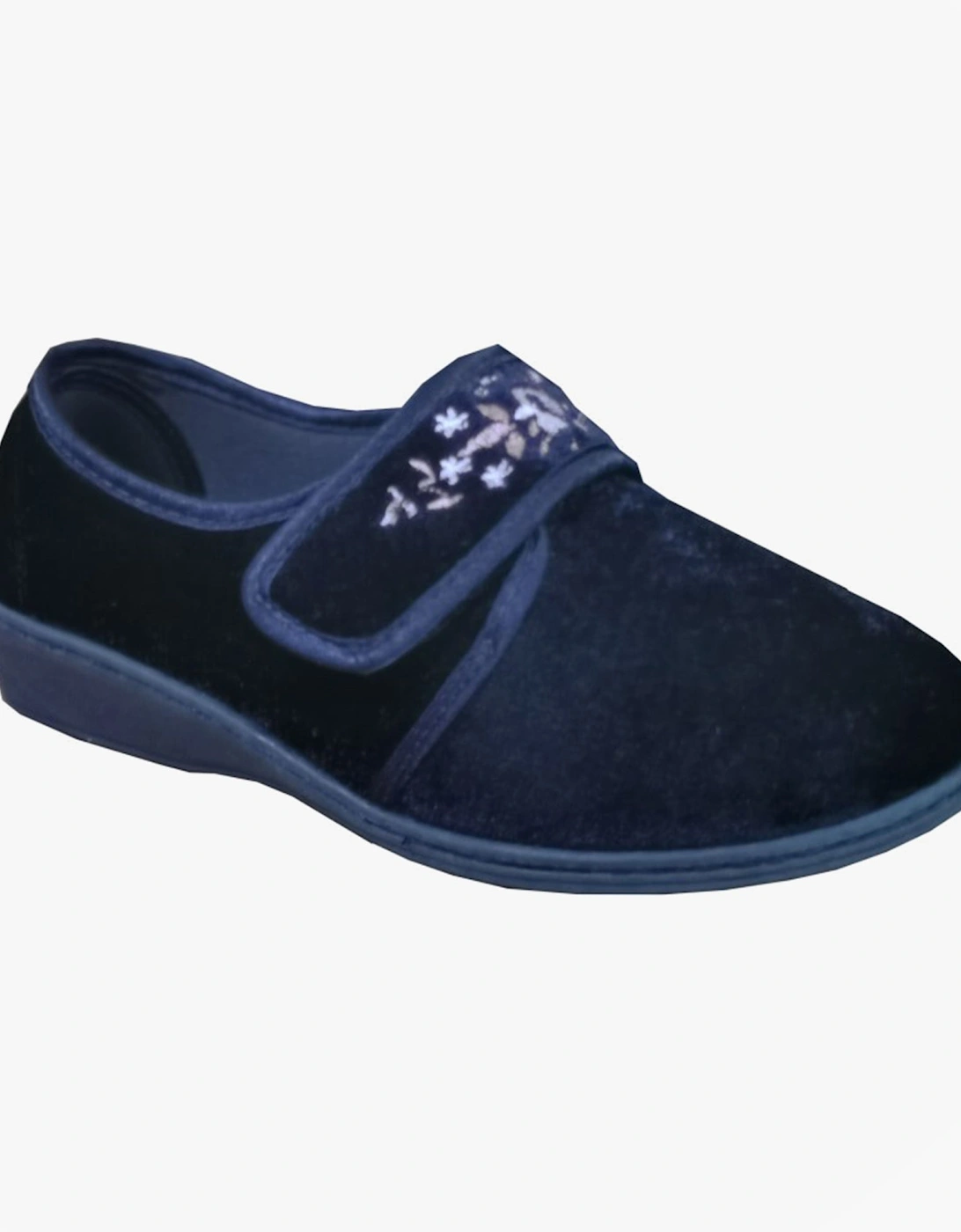 ELSIE Womens Touch Fasten/Velcro Slippers Navy, 2 of 1