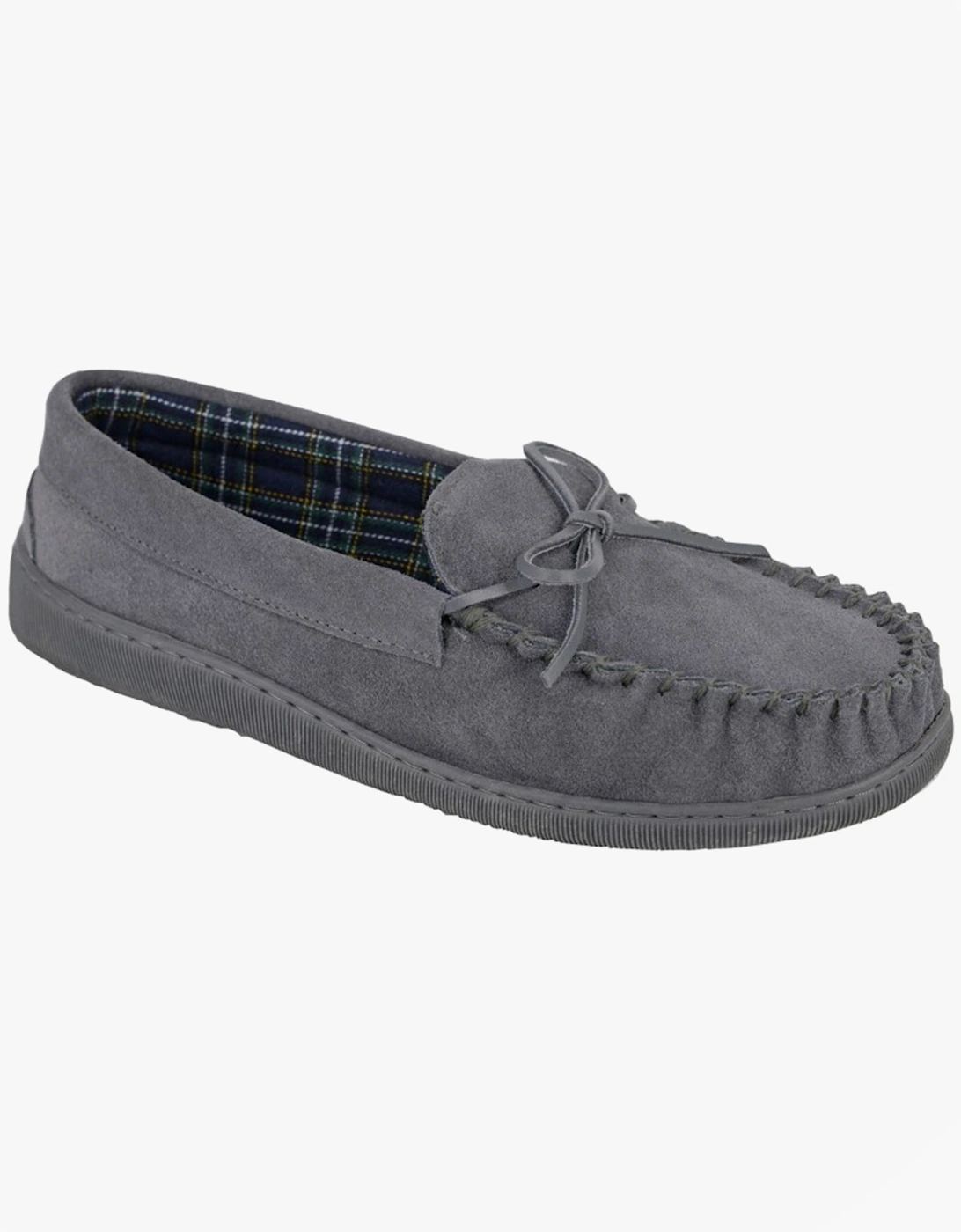 ADIE Mens Moccasins Slippers Grey, 2 of 1