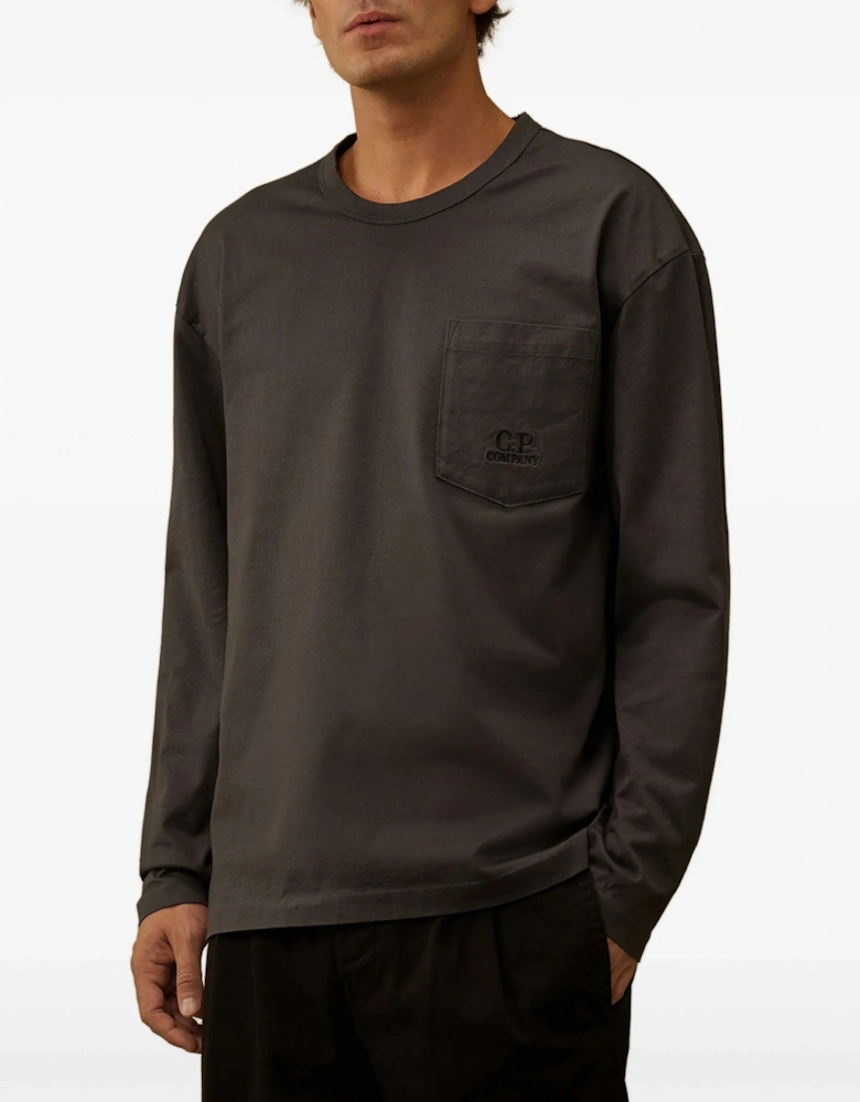 Mercerized Ls Pocket T-Shirt Grey