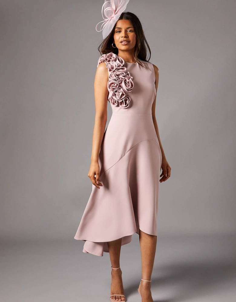 Petite 3D Corsage High Low Dress