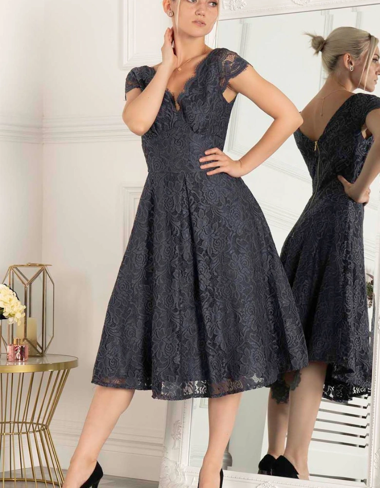 Cap Sleeve 50s Lace Dress