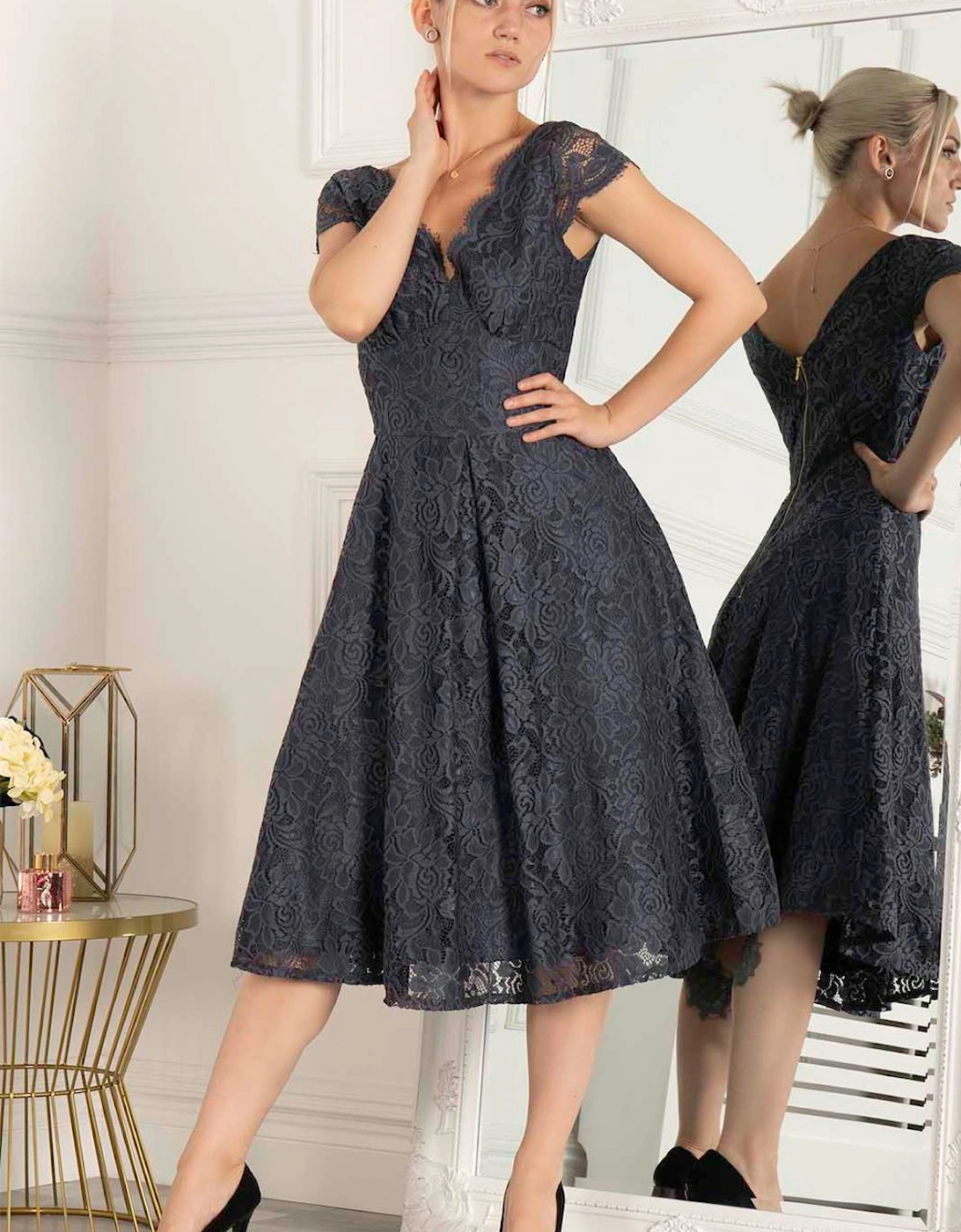 Cap Sleeve 50s Lace Dress, 2 of 1