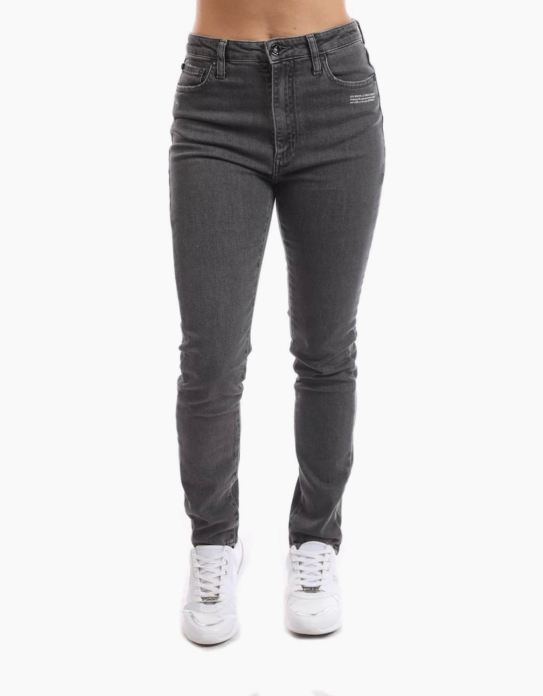 OFF-WHITE Women's Corporate Skinny-Fit Jeans - Grey/Multi - Size: 12/32in