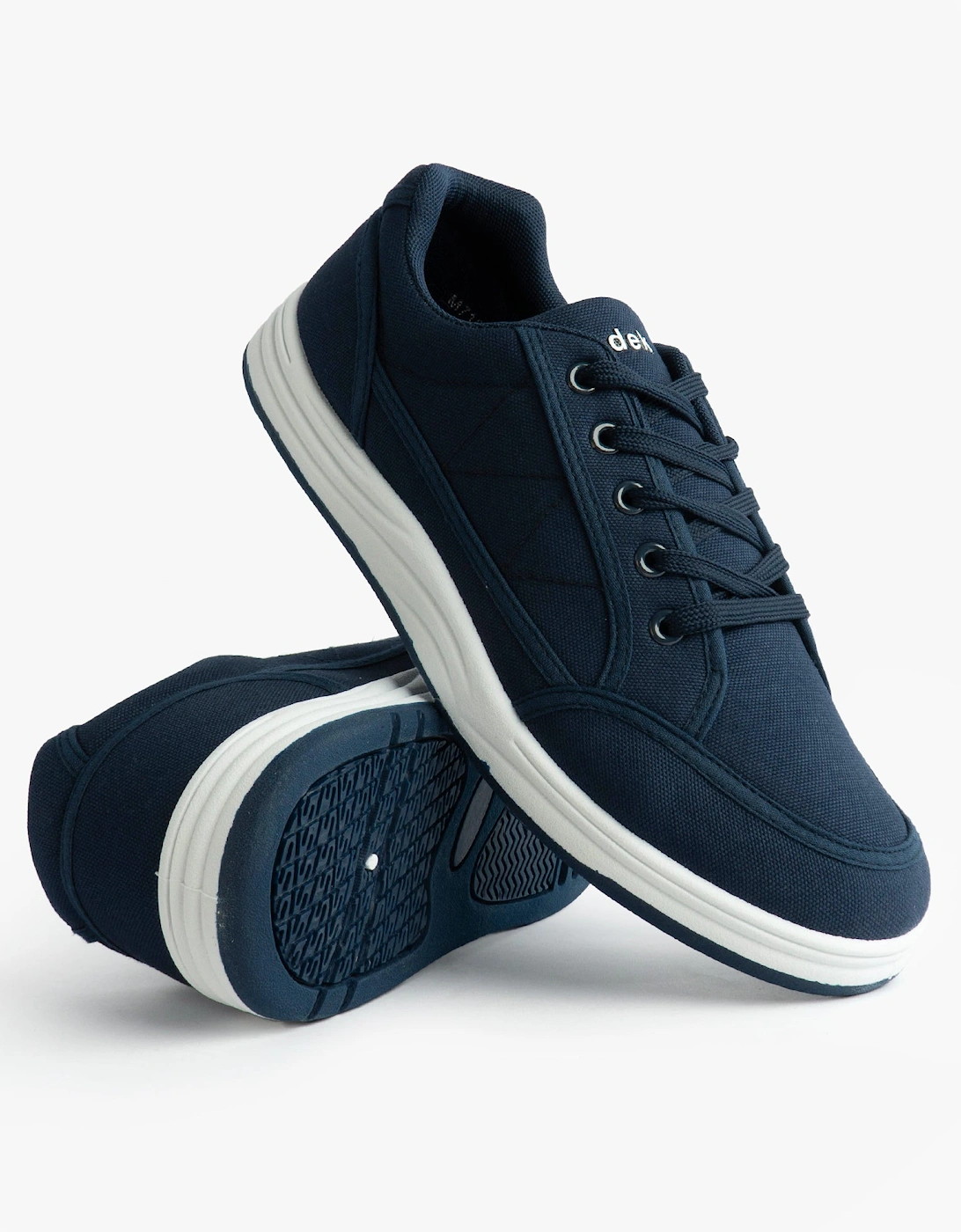 CHARLIE Mens Canvas 5 Eyelet Leisure Trainers Navy