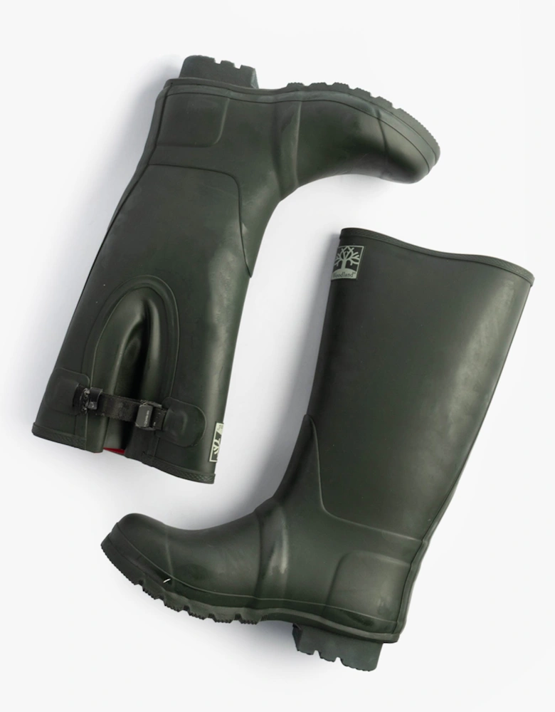 NEOPRENE Gusset Unisex Buckle Wellington Boots Olive Green