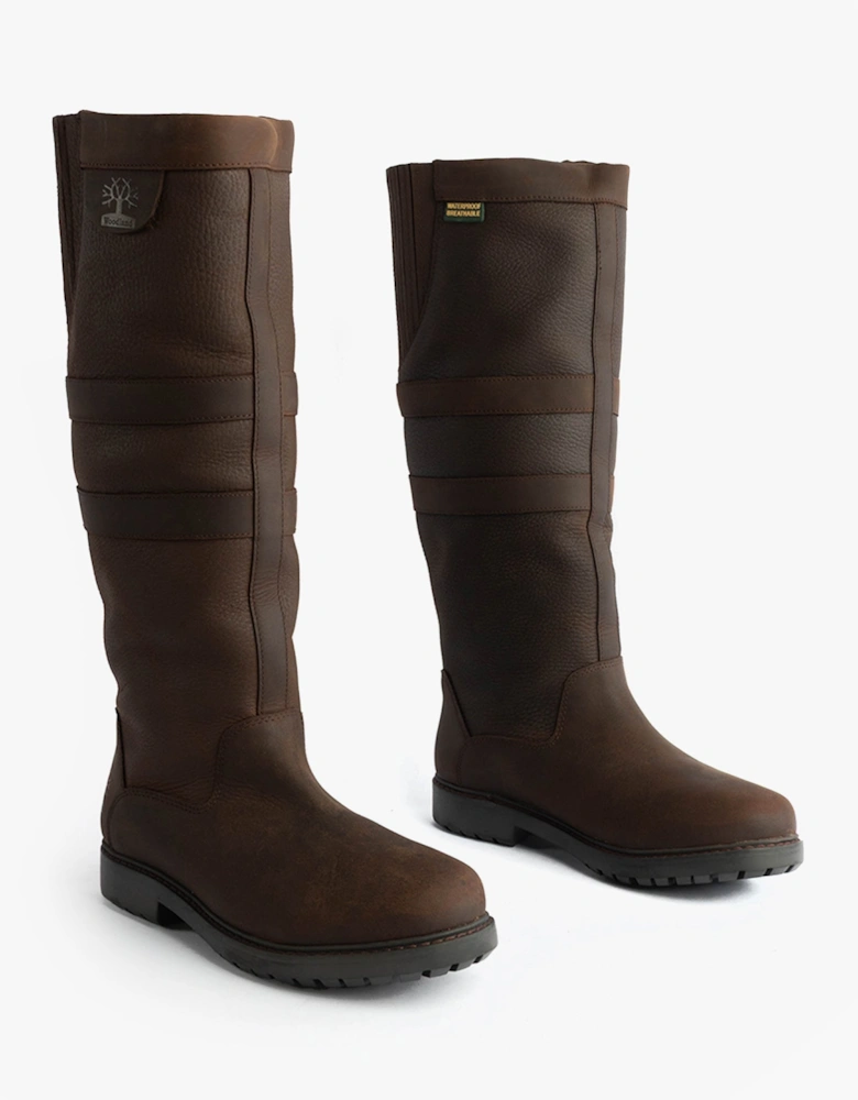 HAILEY Womens Leather Gusset Country Boots Dark Brown