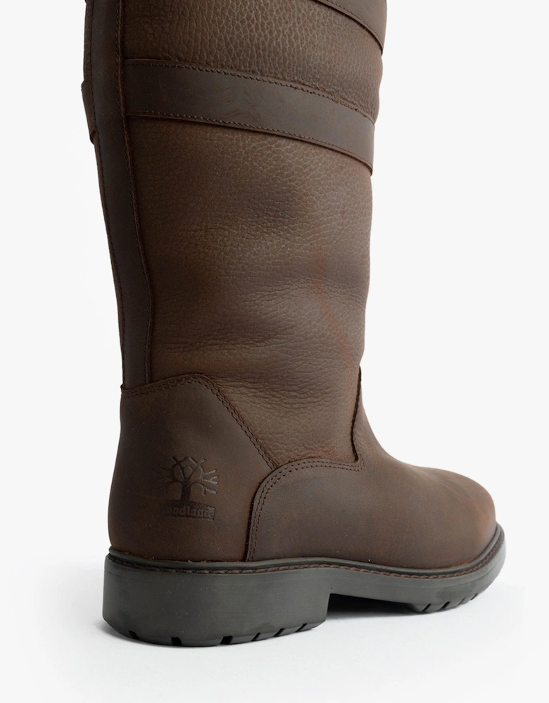 HAILEY Womens Leather Gusset Country Boots Dark Brown