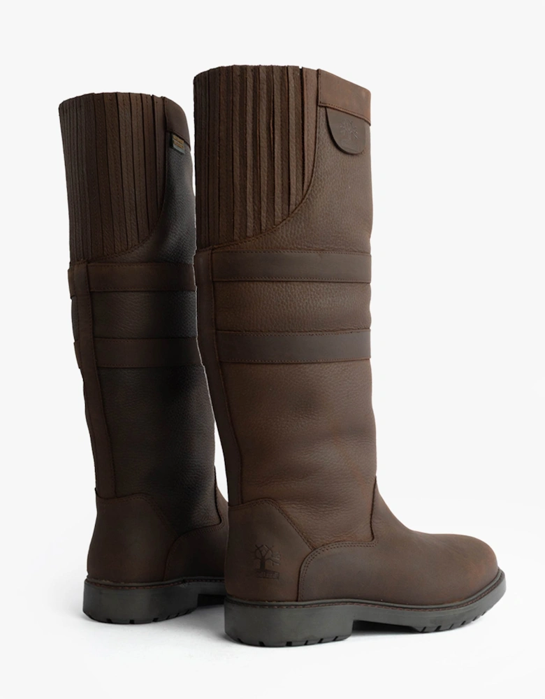 HAILEY Womens Leather Gusset Country Boots Dark Brown