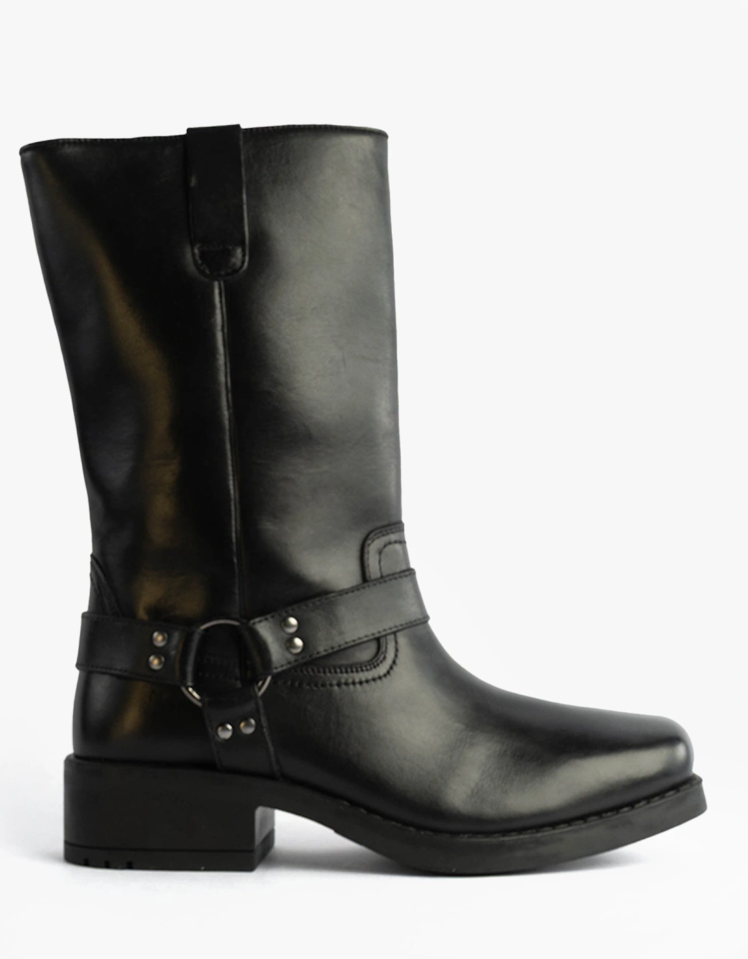 HIGH HARLEY Mens Leather Western Boots Black, 7 of 6