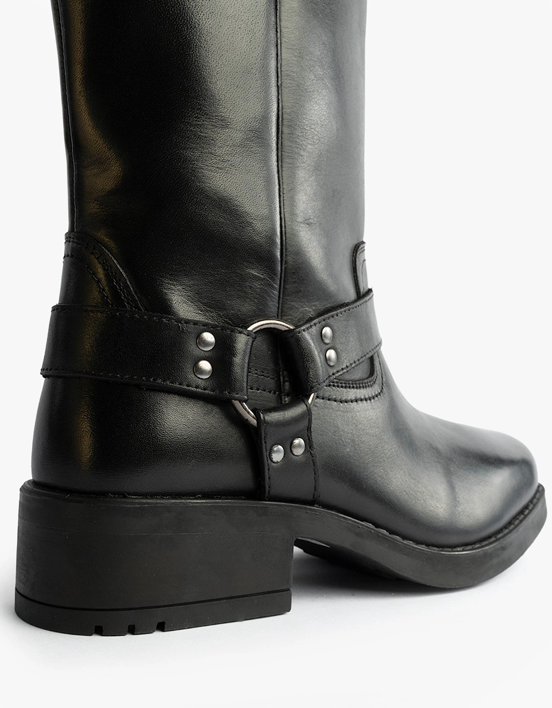 HIGH HARLEY Mens Leather Western Boots Black