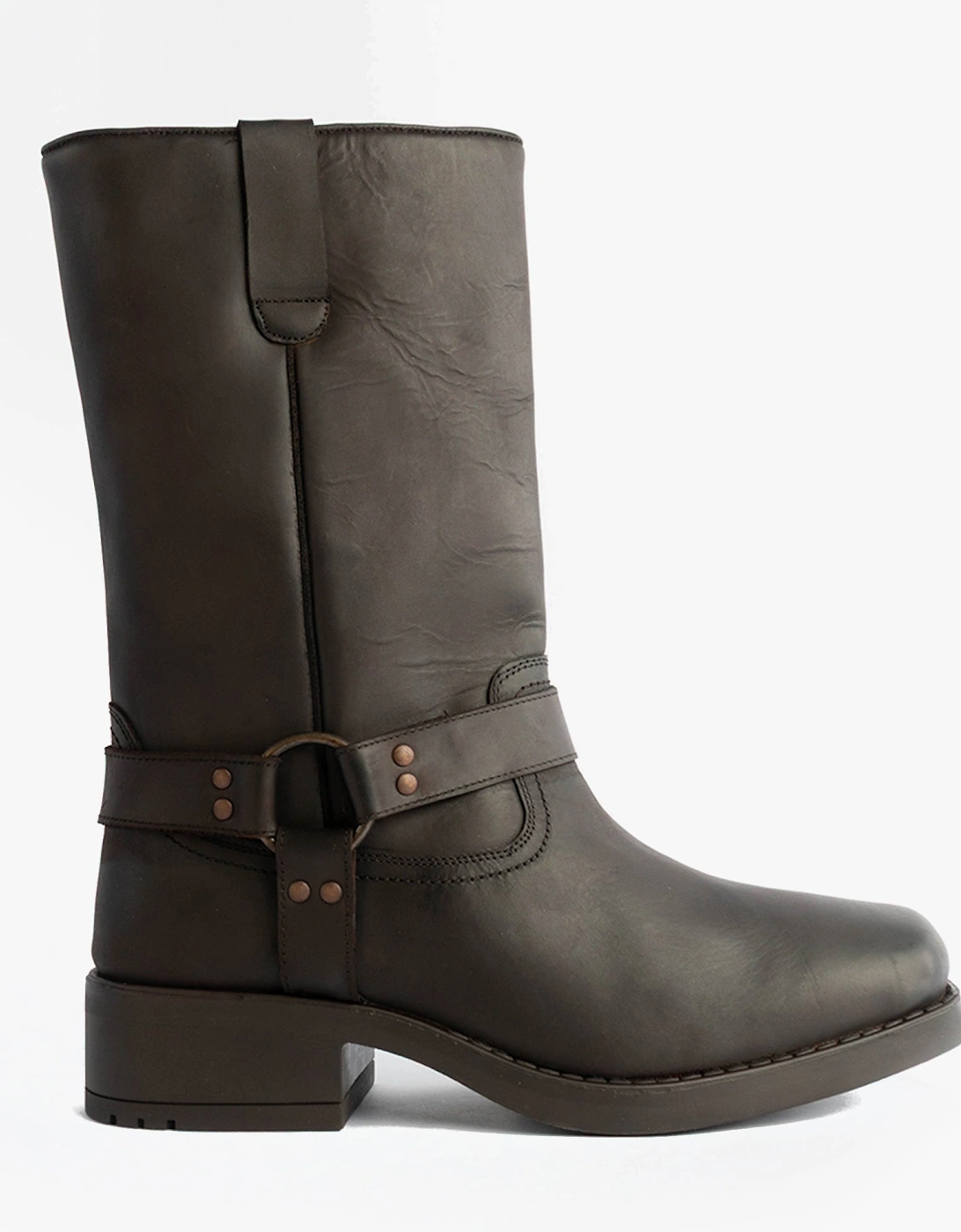 HIGH HARLEY Mens Leather Western Boots Dark Brown, 7 of 6