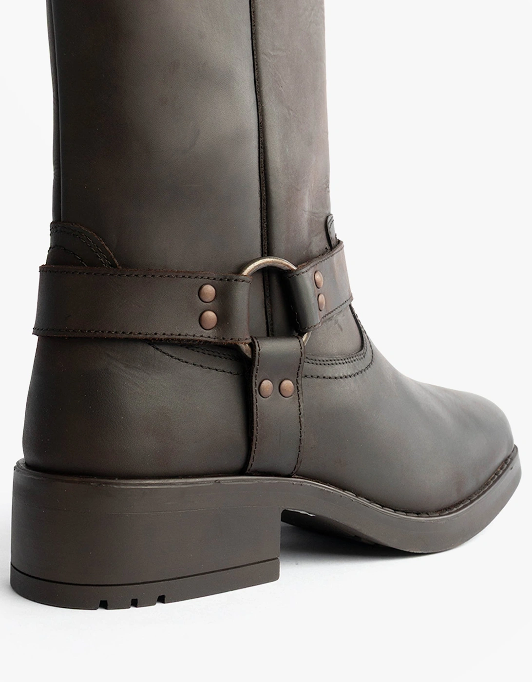 HIGH HARLEY Mens Leather Western Boots Dark Brown