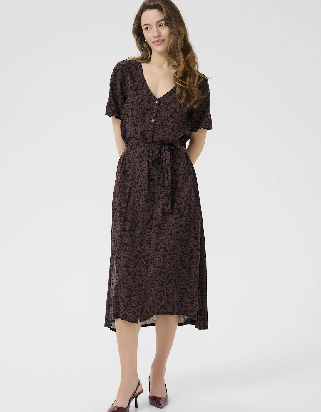 Beathe Buttons V-neck Belted Maxi Dress, 2 of 1