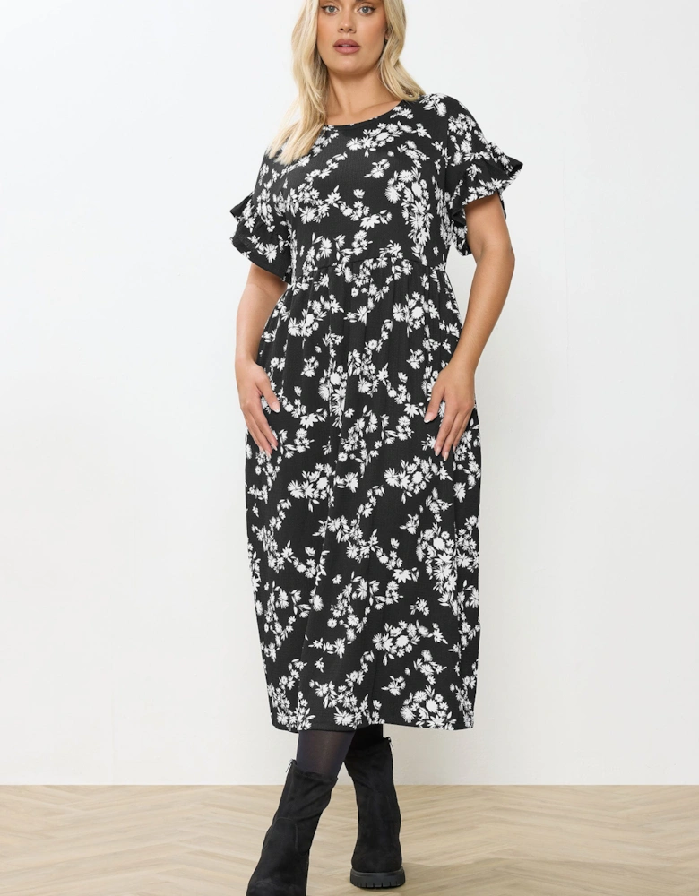 Floral Frill Sleeve Maxi Dress