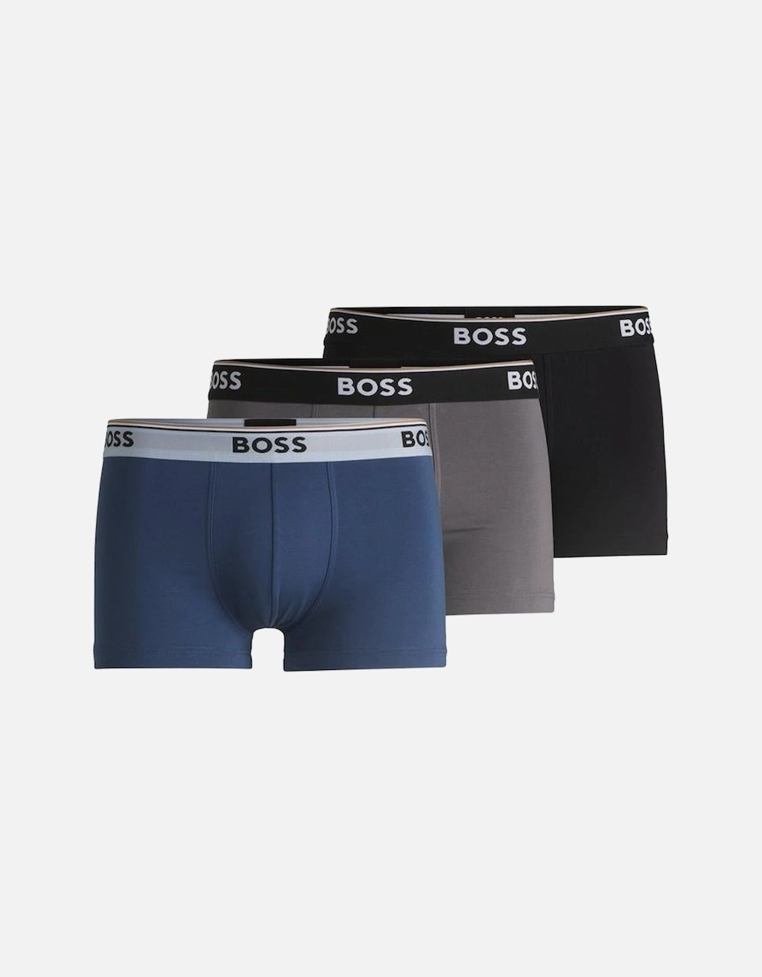 BOSS 3-Pack Regular Rise Power Boxer Trunks, Black/Blue/Grey, 2 of 1