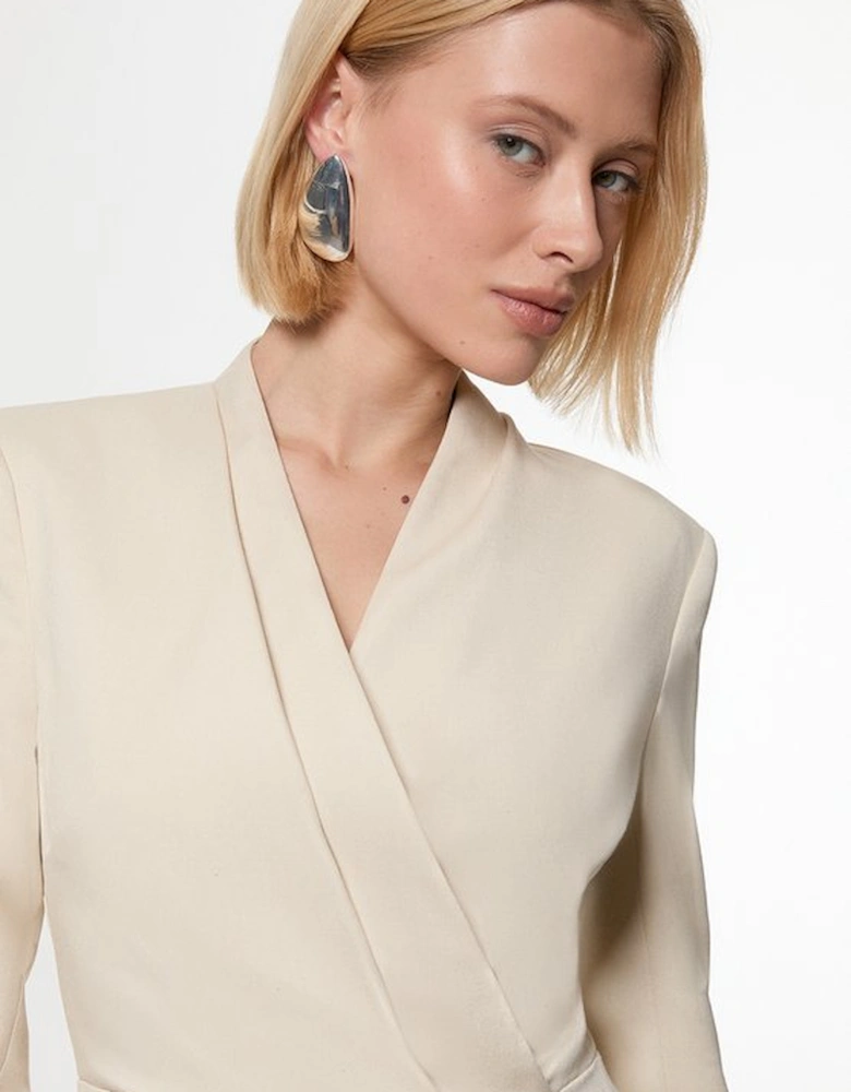 Soft Structured Tailored Wrap Blazer Dress