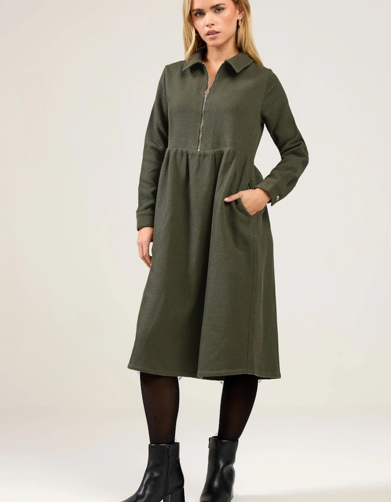 Petite Zip Detail Twill Dress