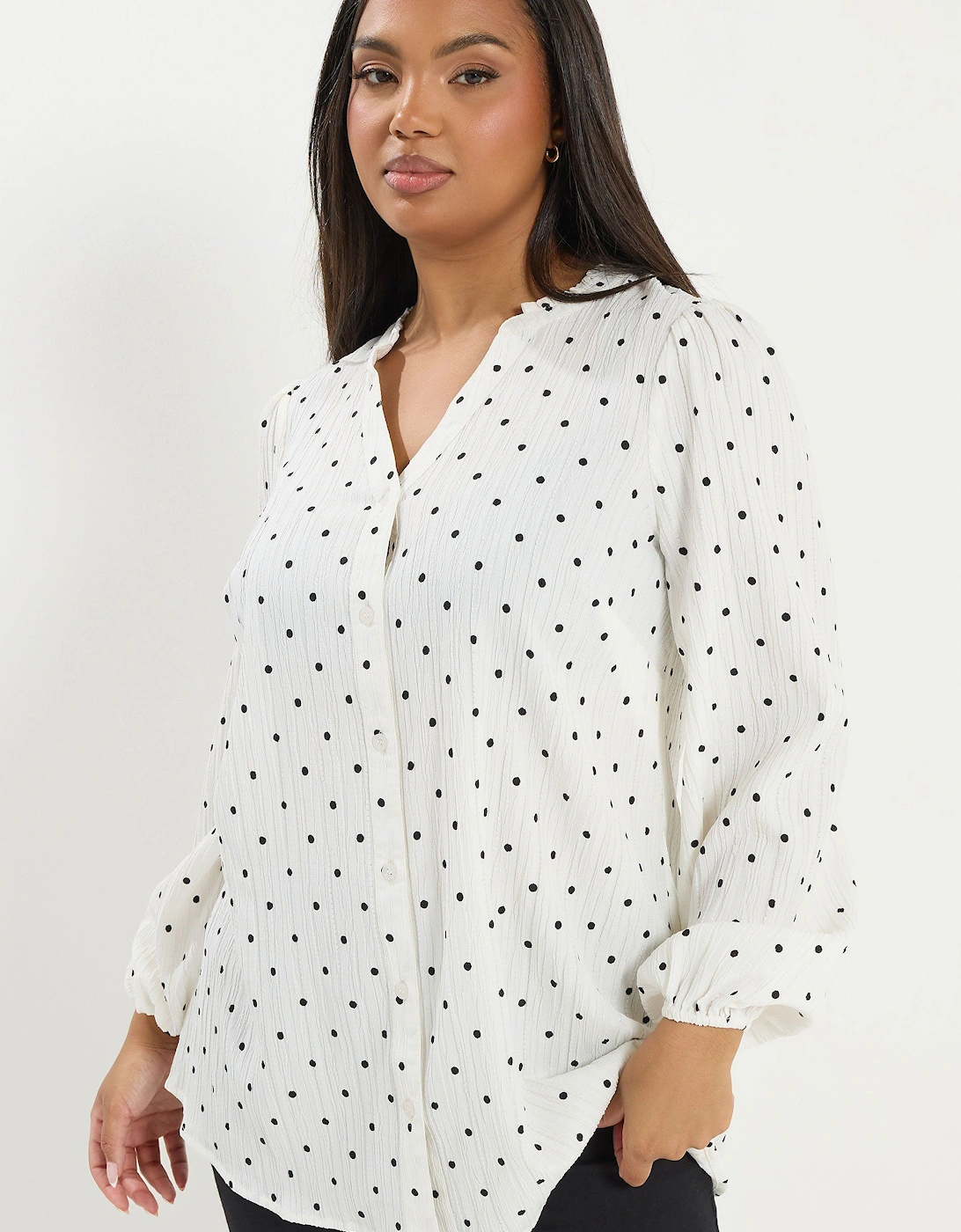 Polka Dot Notch Neck Blouse, 2 of 1