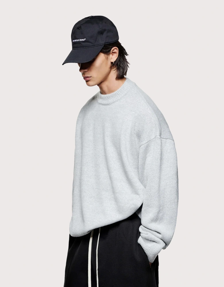 Oversized Fit Mohair Blend Knit Crew Jumper