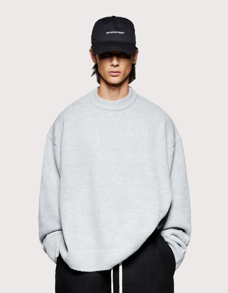 Oversized Fit Mohair Blend Knit Crew Jumper