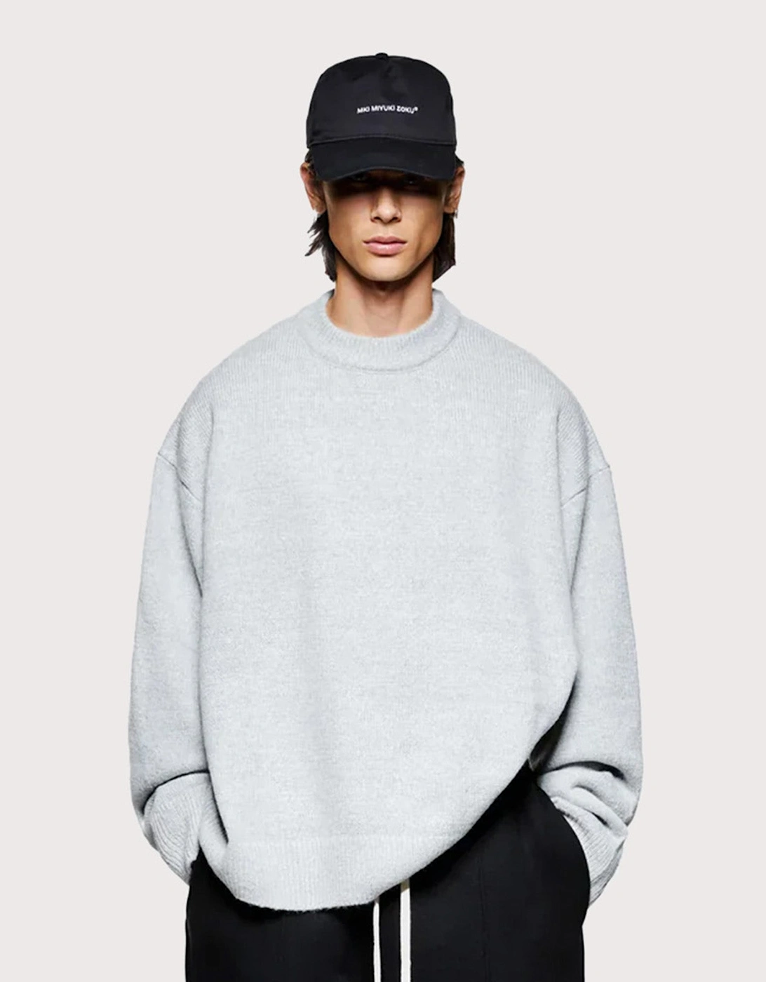 Oversized Fit Mohair Blend Knit Crew Jumper