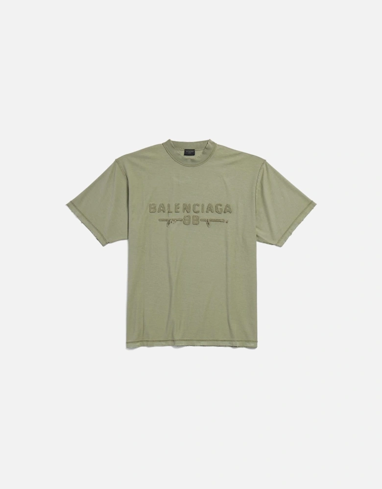 Inside Out Medium Fit T-Shirt in Army Green