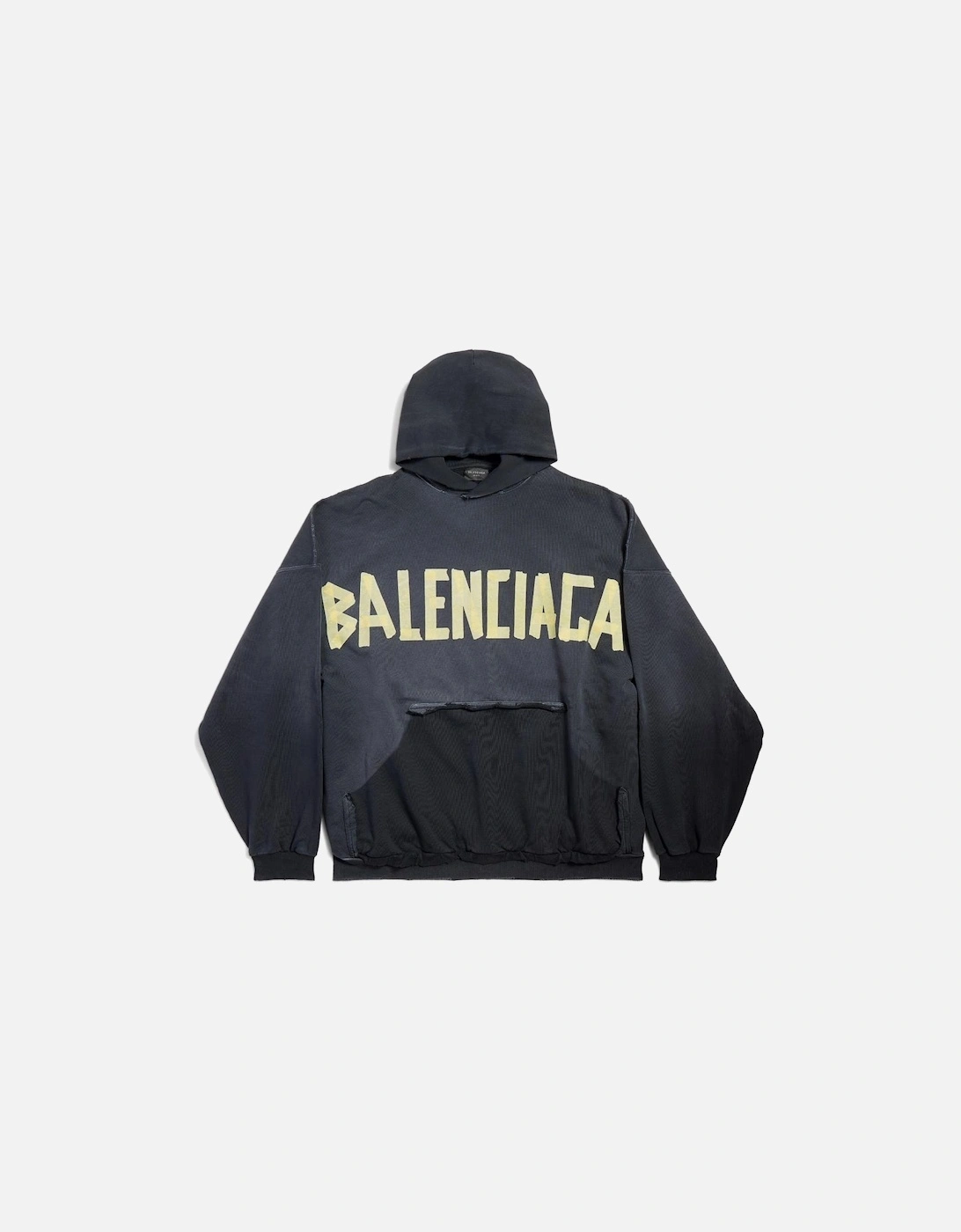 Taped Logo Ripped Pocket Oversized Hoodie in Faded Black, 5 of 4