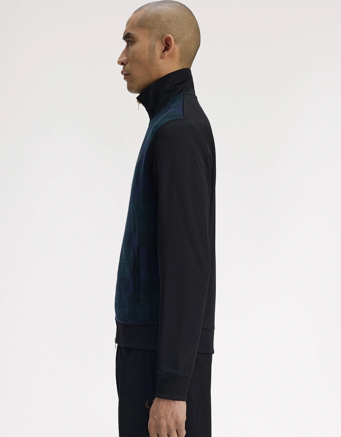 J1335 Knitted Front Track Jacket - Black