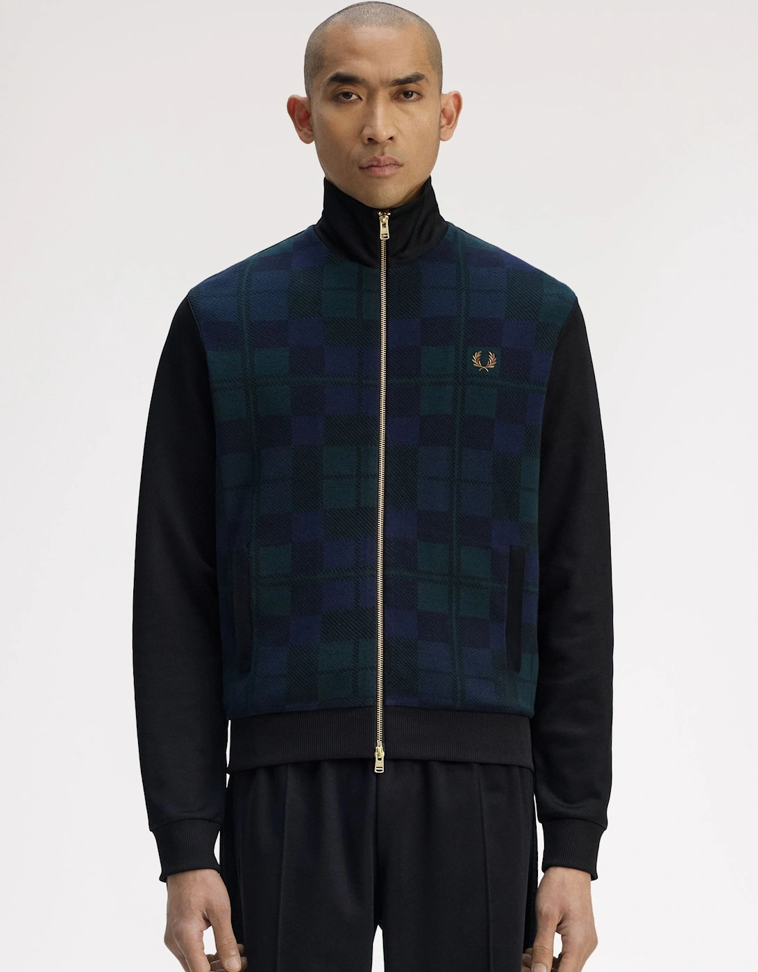 J1335 Knitted Front Track Jacket - Black