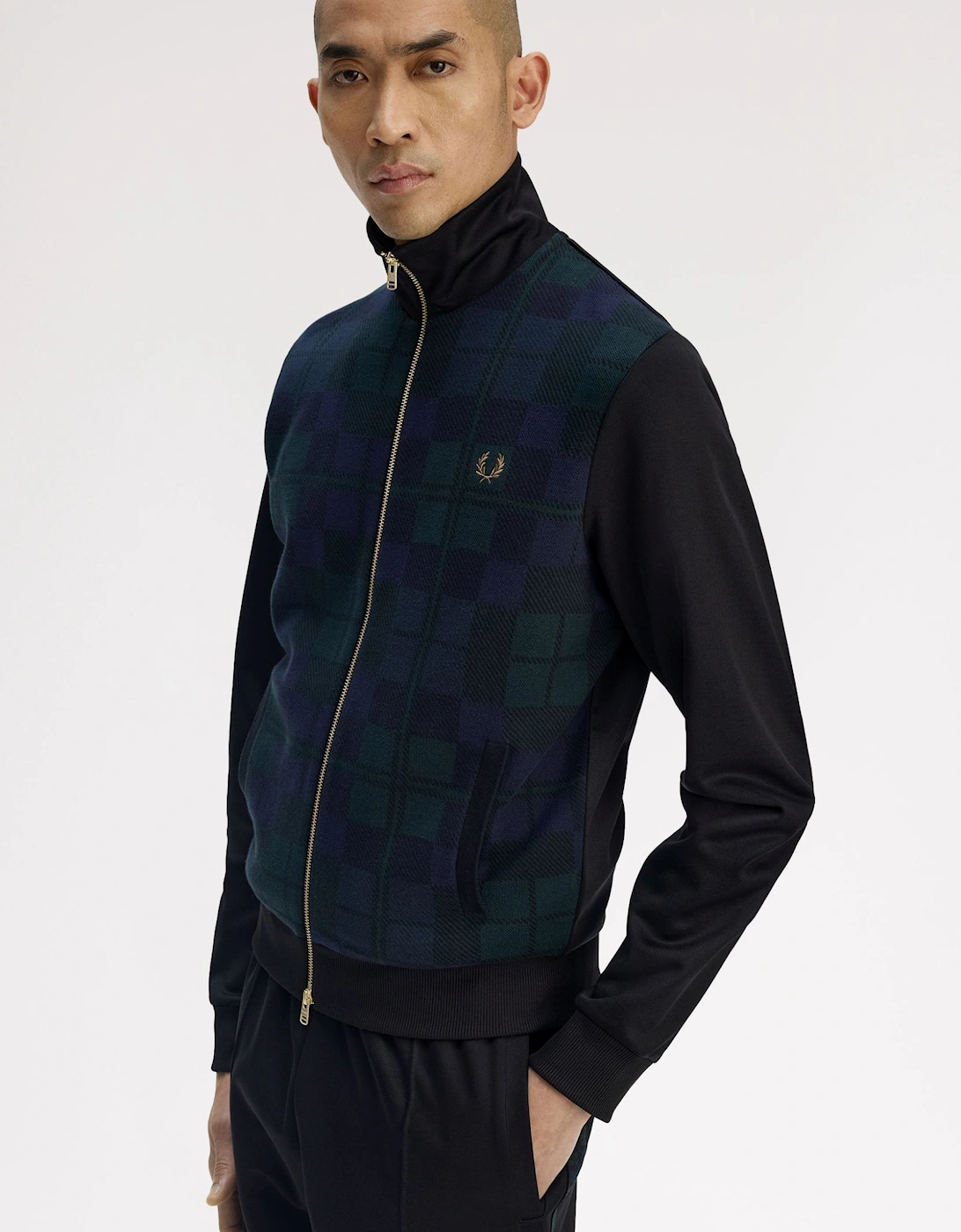 J1335 Knitted Front Track Jacket - Black