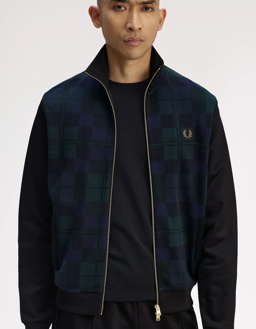 J1335 Knitted Front Track Jacket - Black