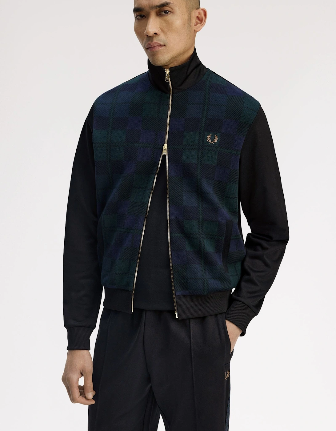 J1335 Knitted Front Track Jacket - Black