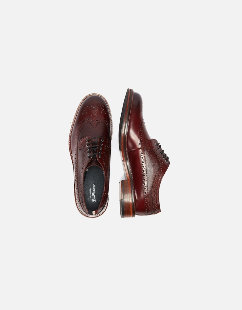 Archie Brogue Leather Men's Burgundy Lace-Up Shoes