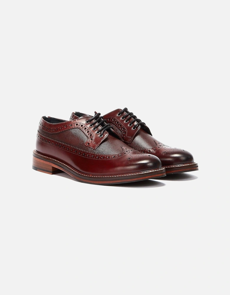 Archie Brogue Leather Men's Burgundy Lace-Up Shoes