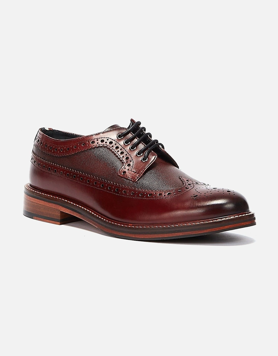 Archie Brogue Leather Men's Burgundy Lace-Up Shoes