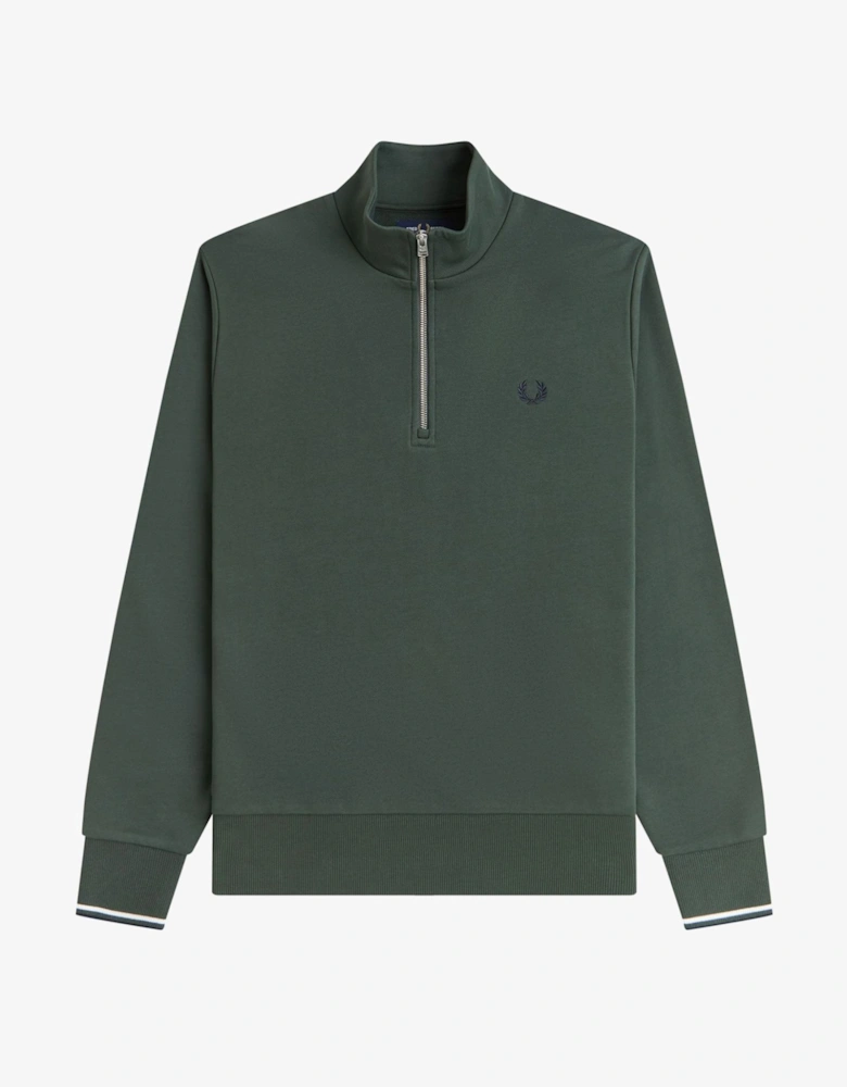 M3574 Half Zip Sweatshirt - Court Green/Snow White/Navy