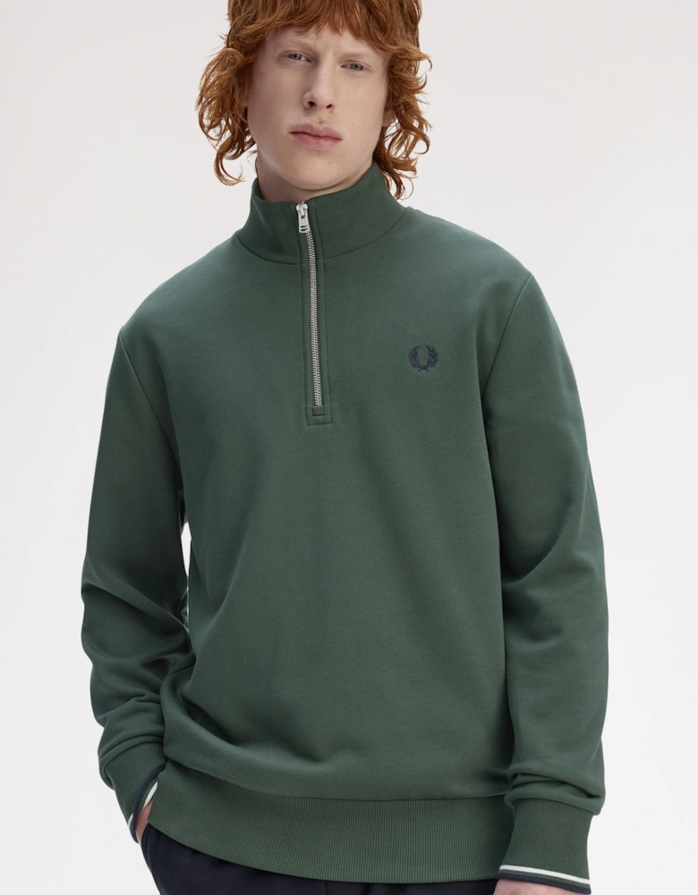 M3574 Half Zip Sweatshirt - Court Green/Snow White/Navy