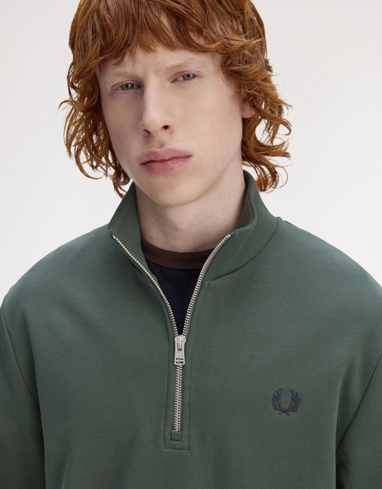 M3574 Half Zip Sweatshirt - Court Green/Snow White/Navy