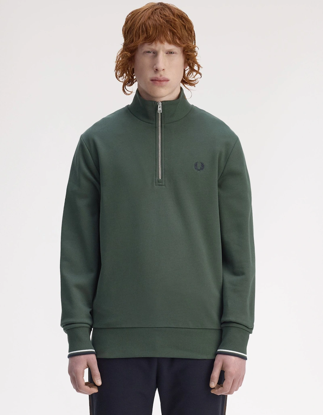 M3574 Half Zip Sweatshirt - Court Green/Snow White/Navy
