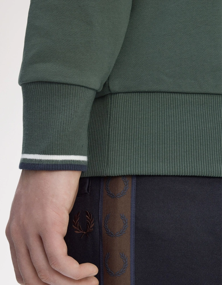M3574 Half Zip Sweatshirt - Court Green/Snow White/Navy